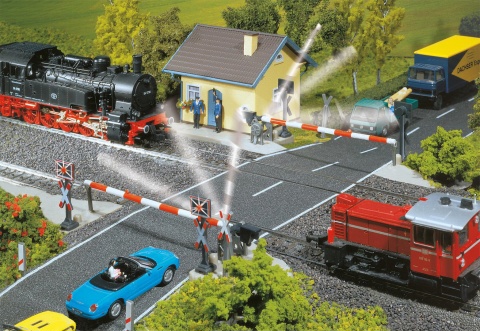 Gated railway crossing