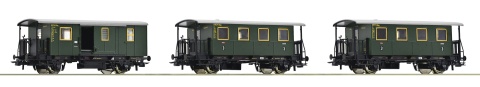 3 piece set ribbed cars   Spantenwagen, ÖBB        