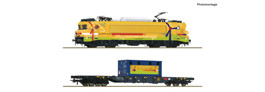 2 piece set: Electric locomotive 1756 + car 