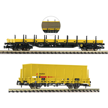 2 piece set: Stake wagons , Strukton Rail          