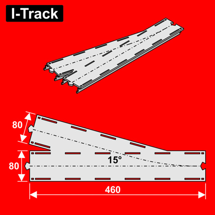 H0 Rovný s odbočkou 15°, 1-kolejný  460x80mm 1ks