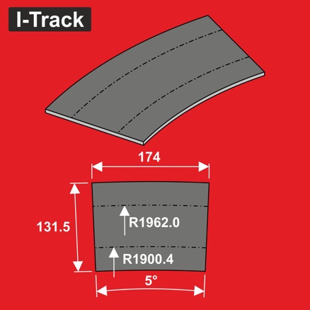 Track bedding segments Ra1900,4/1962x5mm 6 pcs