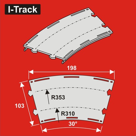 TT Oblouk 2-kolej. R310/353mm, š.103mm, 30° 6ks