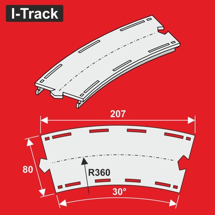 Single-track  Märklin C.R1-360mm 30° 6pcs