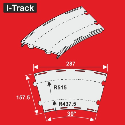 Double-track  Märklin C.R437,5/515mm 30° 6pcs