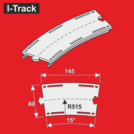 Single-track  Märklin C.R3-515mm 15° 6pcs