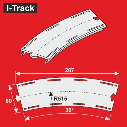 Single-track  Märklin C.R3-515mm 30° 6pcs