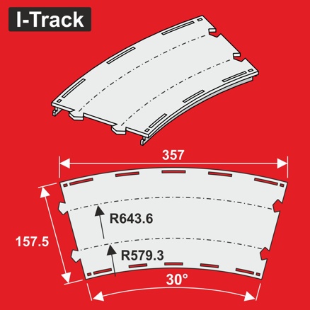 Double-track  Märklin C.R579,3/643,6mm 30° 6pcs