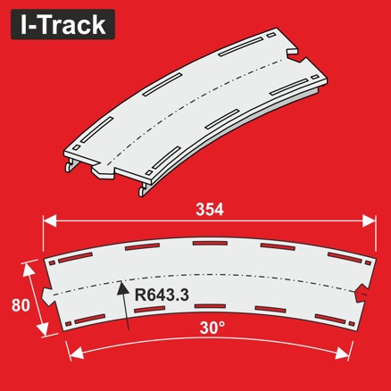 Single-track  Märklin C.R-643,6mm 30° 6pcs Single