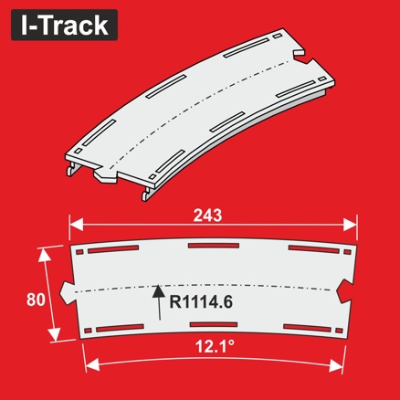 Single-track Märklin C.R-1114,6mm 12,1°6pcs Single