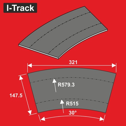 Track bedding segm.Märklin C.R515/579,3mm 30° 6pcs