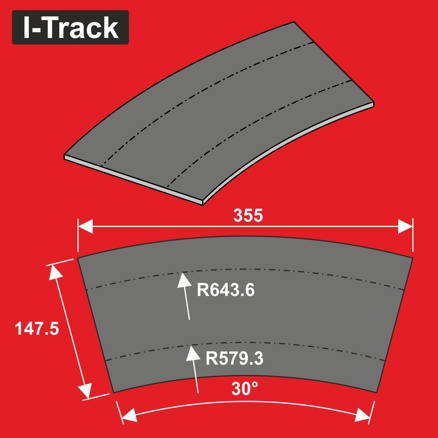 Track bedding seg.Märklin C.R579,3/643,6mm 30°6pcs