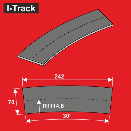 Track bedding segm.Märklin C.R-1114,6mm 12,1°12pcs