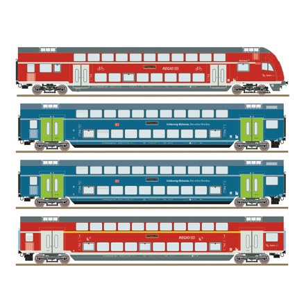 4 piece set: Double-deck coaches, DB AG 