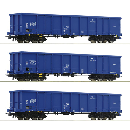 3-piece set: Open freight  wagons, PKP Cargo       