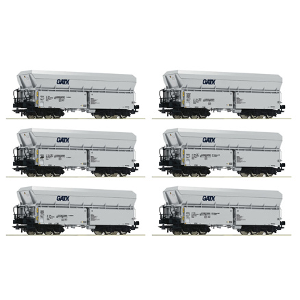 6 piece set: Self-unloading hopper wagons, GATX 