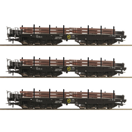 3 piece set: Heavy-duty flat wagons, NS 