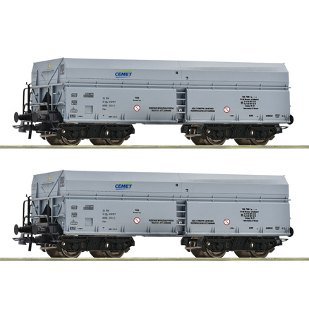 2 piece set: Self-unloading hopper wagons, CEMET 