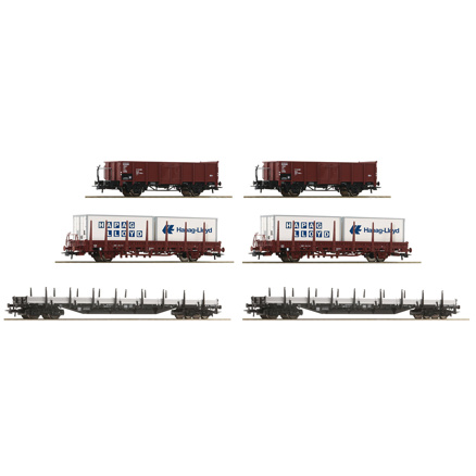 6 piece display: goods wagons, DB 