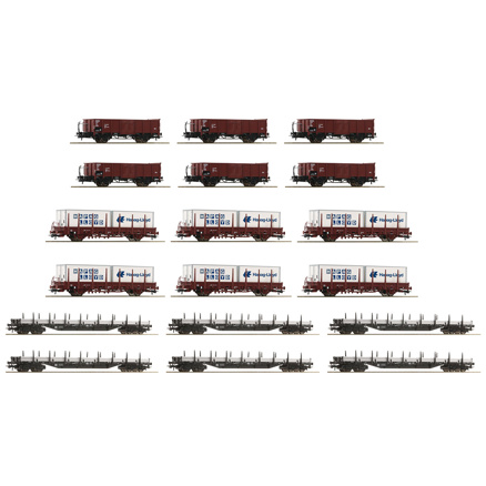 18 piece display: goods wagons, DB 