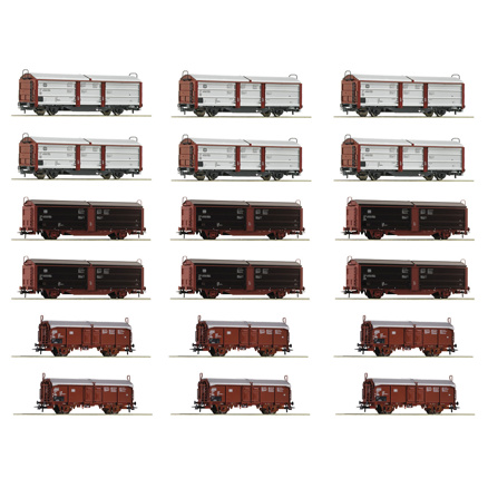 18 piece display:  wagons, DB 
