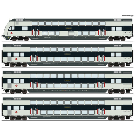 4 piece set: Double-deck coaches, DSB 