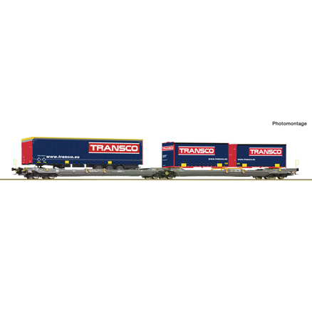 Articulated double-pocket wagon T3000e, HUPAC 