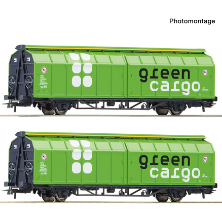 2-piece set: Sliding wall wagons, Green Cargo 
