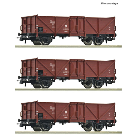 3-piece set: Open goods wagon, DR 
