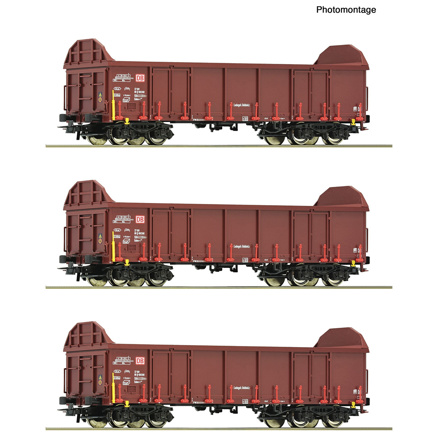 3 piece set: Open goods wagons, DB AG 