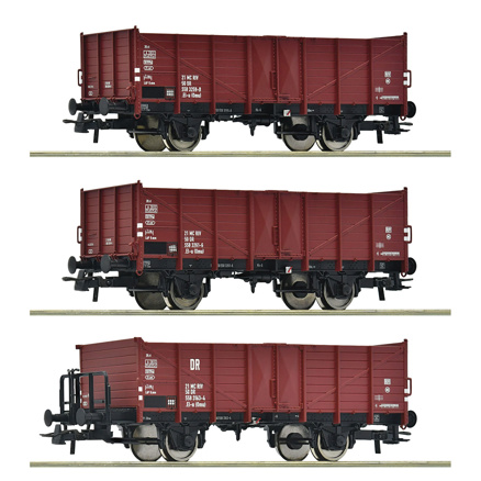 3 piece set: Open goods wagons, DR 