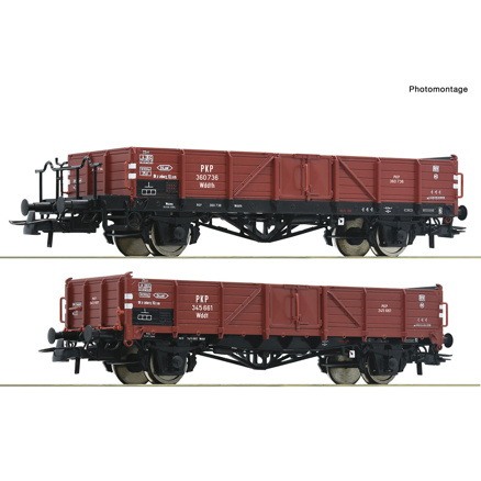 2-piece set: Open freight wagons, PKP 