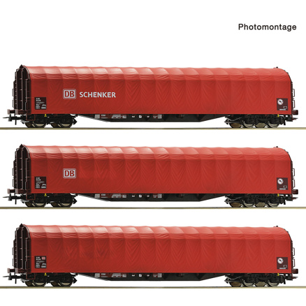 3 piece set: Sliding tarpaulin wagons, DB AG 