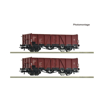 2 piece set: Open goods wagons, DR 