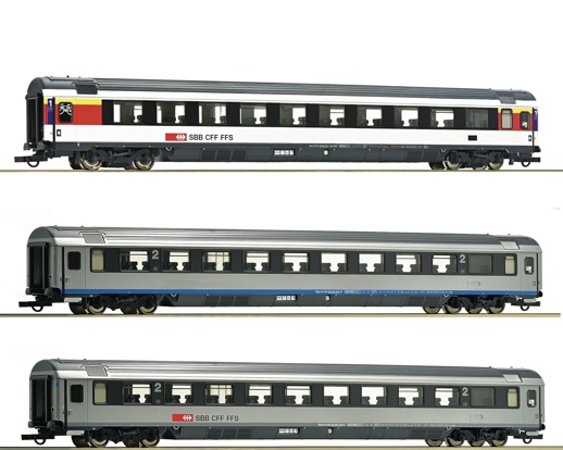 H0 - 3 pieces Set 2: EuroCity wagons EC 7, SBB