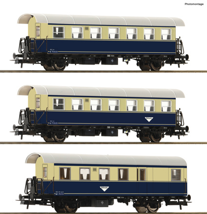 3 piece set ribbed cars   Spantenwagen, ÖBB        