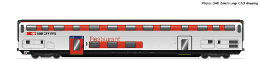H0 - Double deck dining  coach, SBB