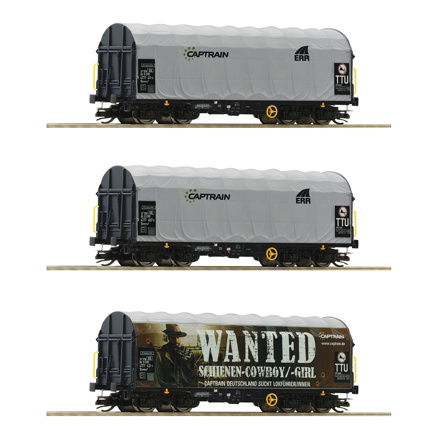 3 piece set: Slide tarpaulin wagons, Captrain 