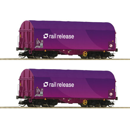 2 piece set: Slide tarpaulin wagons, Railrelease 