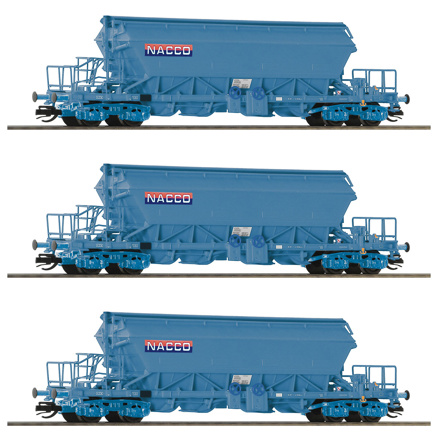 3 piece set: Covered hopper wagons for potash, NACCO 