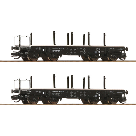 2 piece set: Heavy-duty flat wagons, DRG 