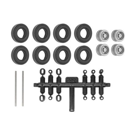 H0 Retrofit Kit Rubber Tires for Kibri Trailers an